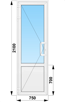 Пластиковые уличные входные двери одностворчатые с глухим низом 750x2100